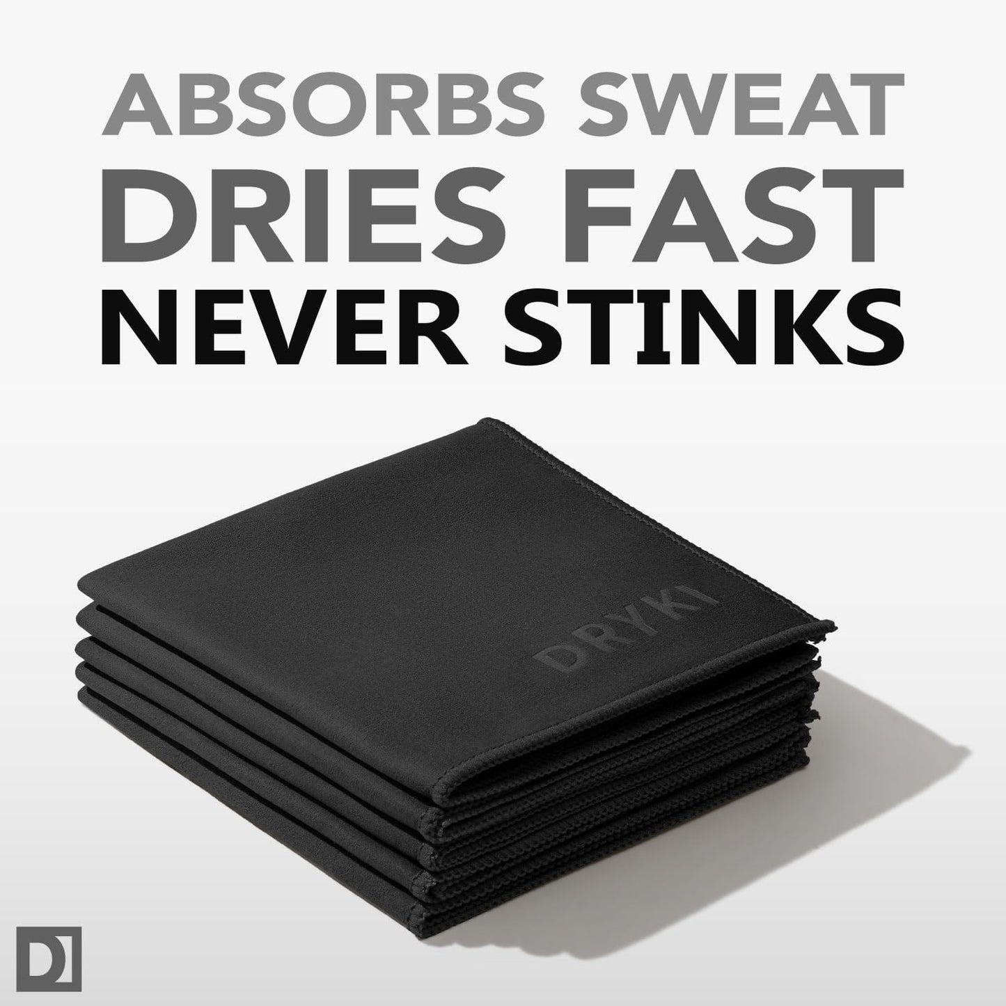 Pocket-Sized Sweat Towels - the Original Sweat Absorbing Handkerchiefs - Quick-Dry Microfiber Sweat Rags for Face, Hands, & Body - Men & Women - Gym, Sports, and Work (Black: 5 Pack)