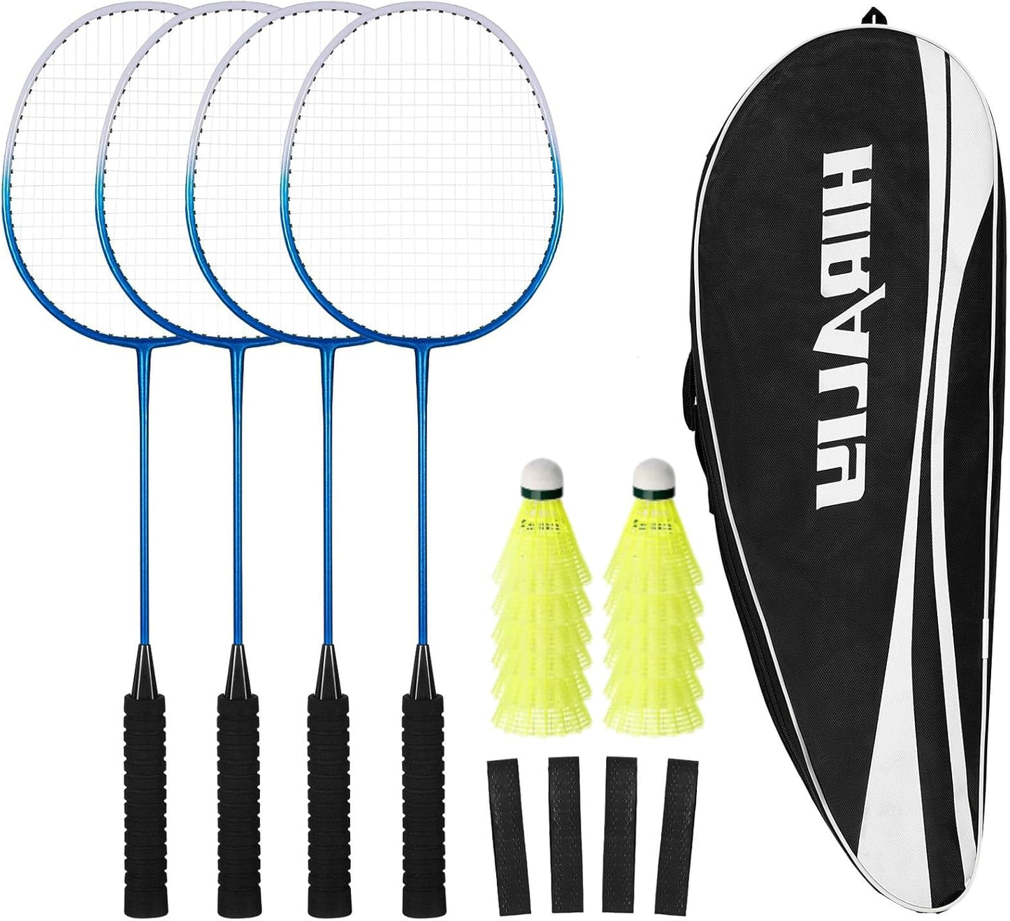 Badminton Racket Set – 2 or 4 Lightweight Rackets with Birdies & Carrying Bag, Perfect for Backyard Games, Adults, Kids & Beginners