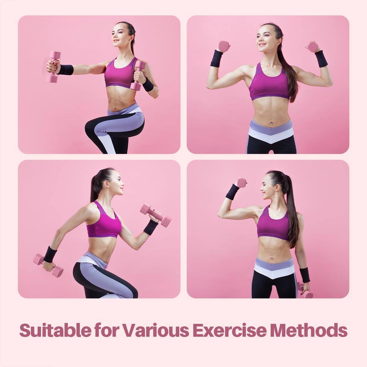 Adjustable Dumbbell Set of 2, 4 in 1 Free Weights Dumbbells Set for Women, Hand Weights for Women at Home, Each 2Lb 3Lb 4Lb 5Lb with TPU Soft Rubber Handle for Home Gym Exercise Training