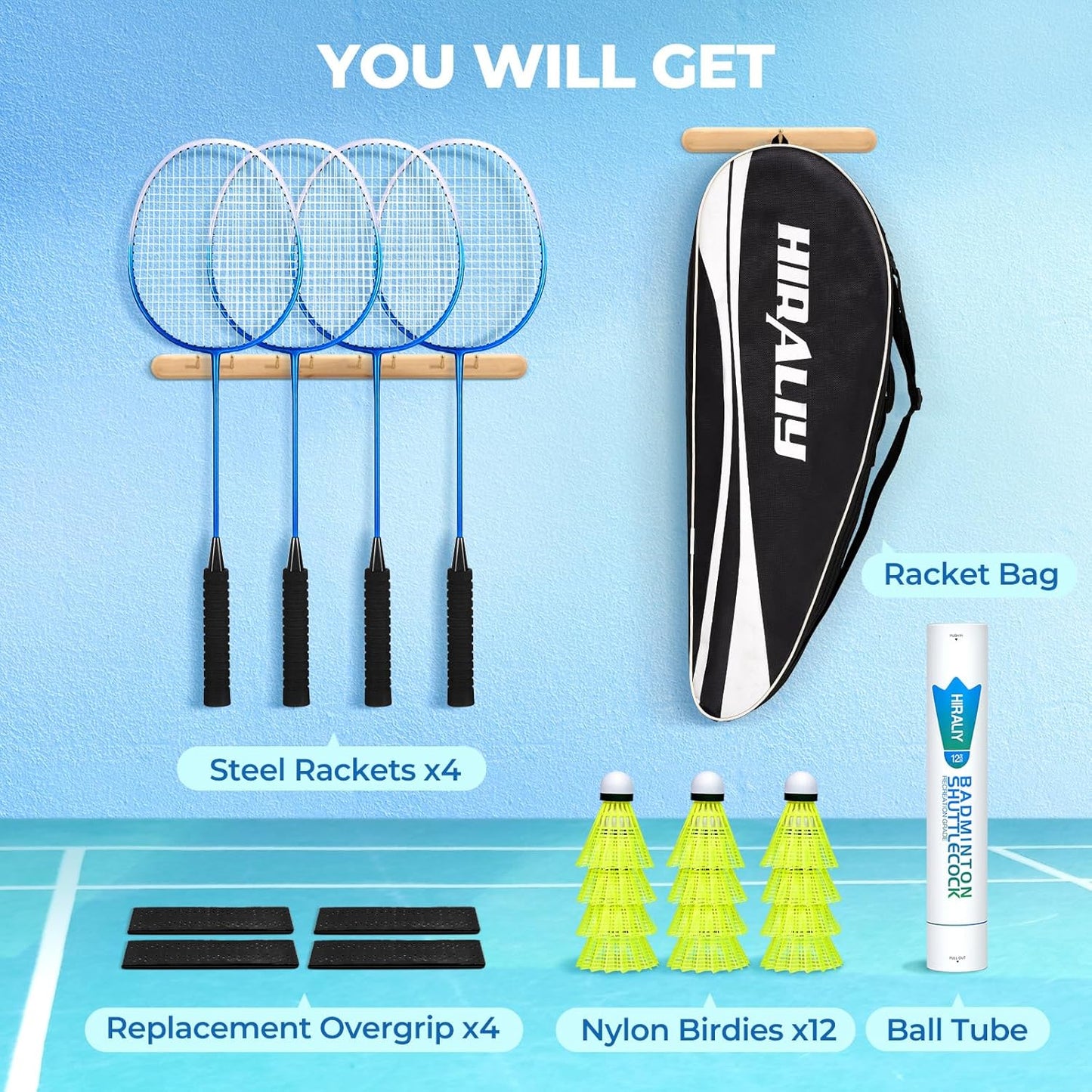 Badminton Racket Set – 2 or 4 Lightweight Rackets with Birdies & Carrying Bag, Perfect for Backyard Games, Adults, Kids & Beginners