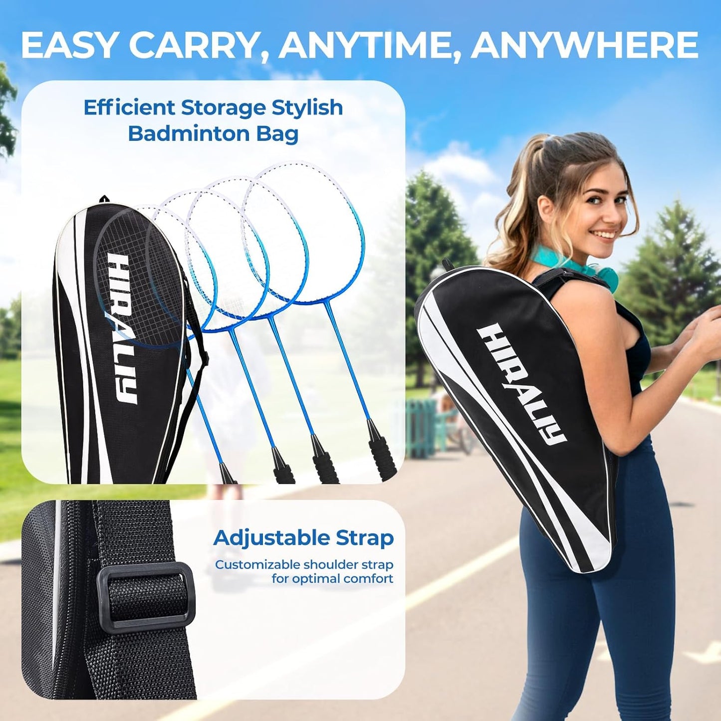 Badminton Racket Set – 2 or 4 Lightweight Rackets with Birdies & Carrying Bag, Perfect for Backyard Games, Adults, Kids & Beginners