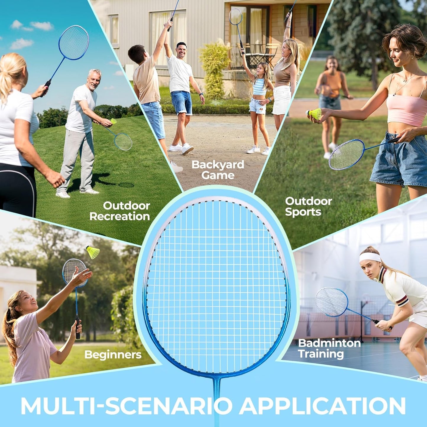Badminton Racket Set – 2 or 4 Lightweight Rackets with Birdies & Carrying Bag, Perfect for Backyard Games, Adults, Kids & Beginners