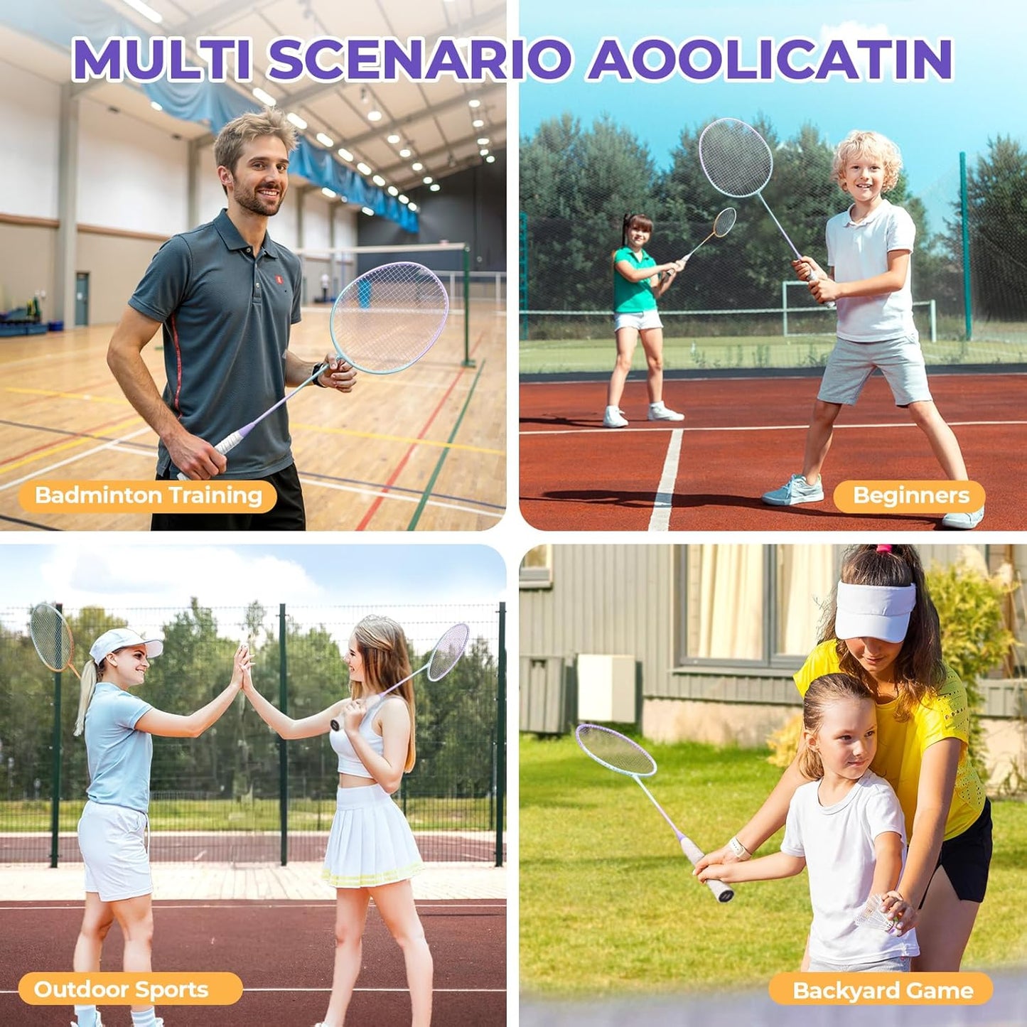 Complete Badminton Set – 2/4 Lightweight Rackets, Shuttlecocks & Carrying Bag for Backyard Fun with Family & Kids