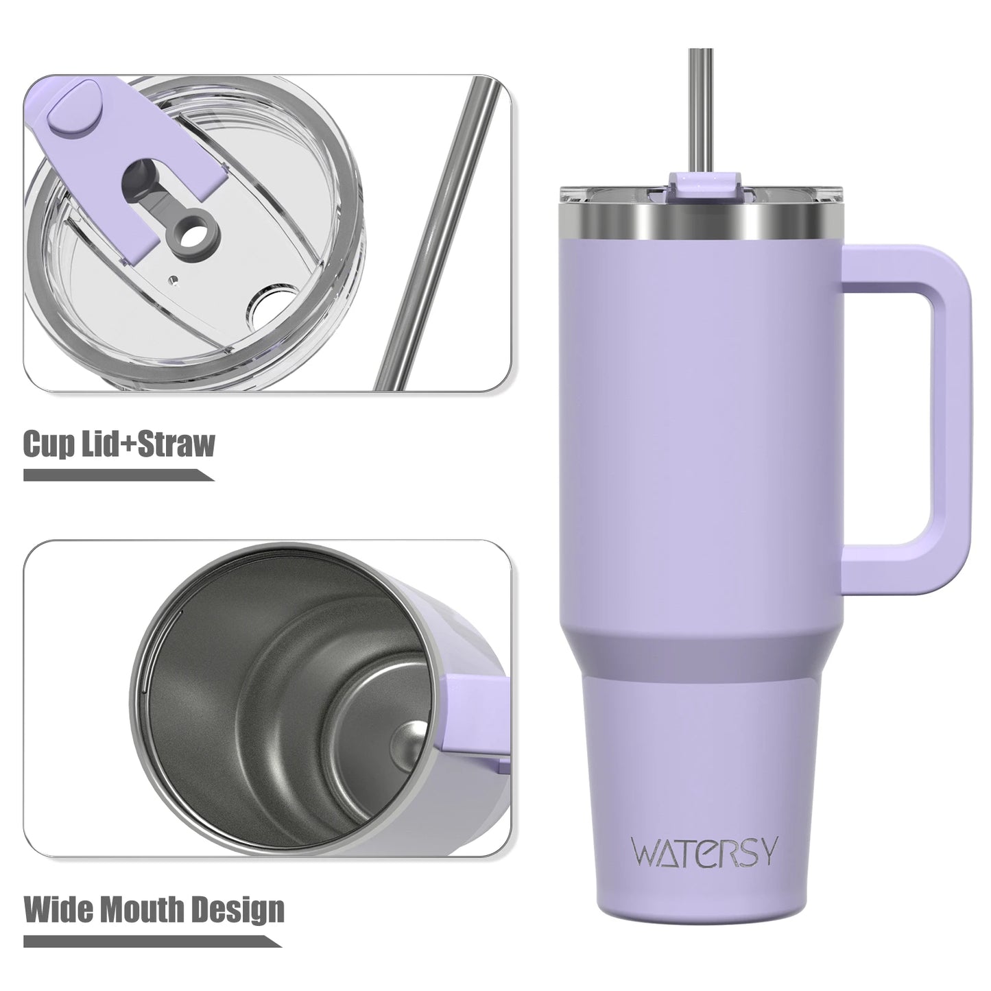 40oz Stainless Steel Insulated Tumbler with Handle & Straw – Large Capacity Thermal Mug for Home, Office & Travel