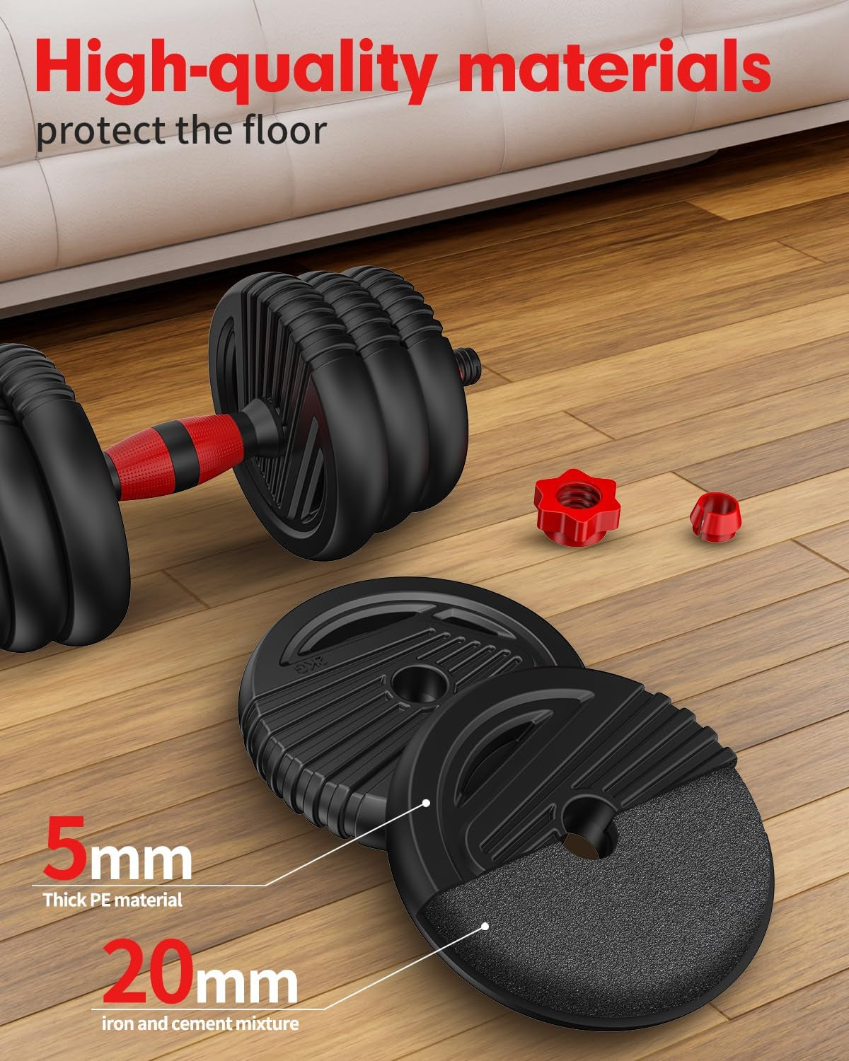 Adjustable Dumbbell Set 4-in-1 – 10 to 90 lbs Free Weights with Connector | Converts to Barbell, Kettlebell & Push-Up Stand | Home Gym Equipment for Men & Women