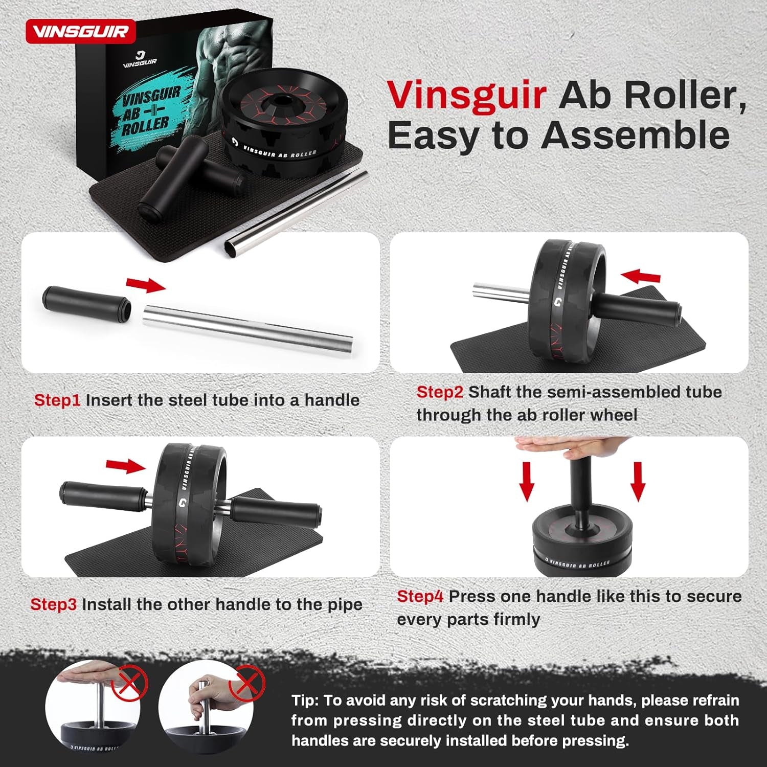 Ab Roller Wheel for Core and Abs – Home Gym Equipment with Knee Pad for Full-Body Strength Training.