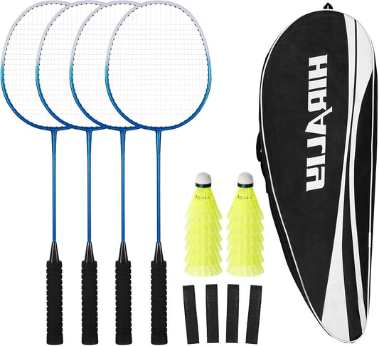 Badminton Racket Set – 2 or 4 Lightweight Rackets with Birdies & Carrying Bag, Perfect for Backyard Games, Adults, Kids & Beginners