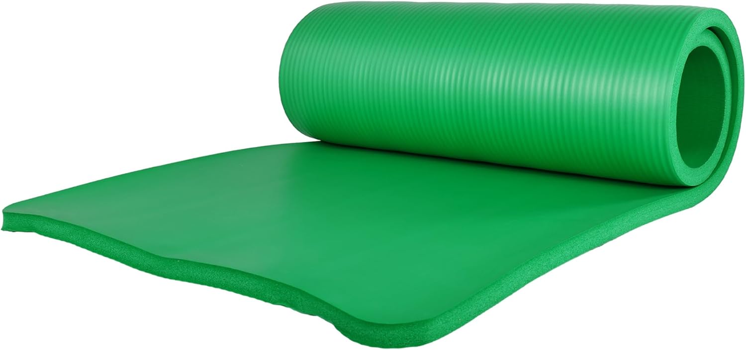 Fitness 7-Piece Home Gym Yoga Set with 1-Inch Thick Yoga Mat, 2 Yoga Blocks, Mat Towel, Hand Towel, Stretch Strap & Knee Pad, Blue