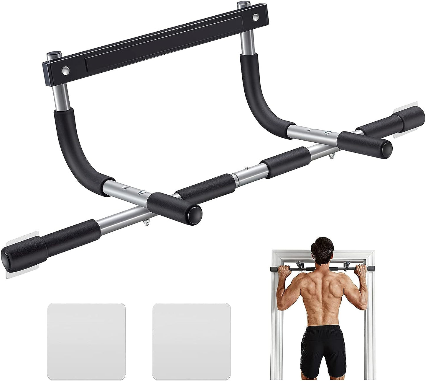 Portable Pull-Up Bar for Doorway – Thick Steel, 440 lbs Limit, Full Upper Body Home Gym Trainer