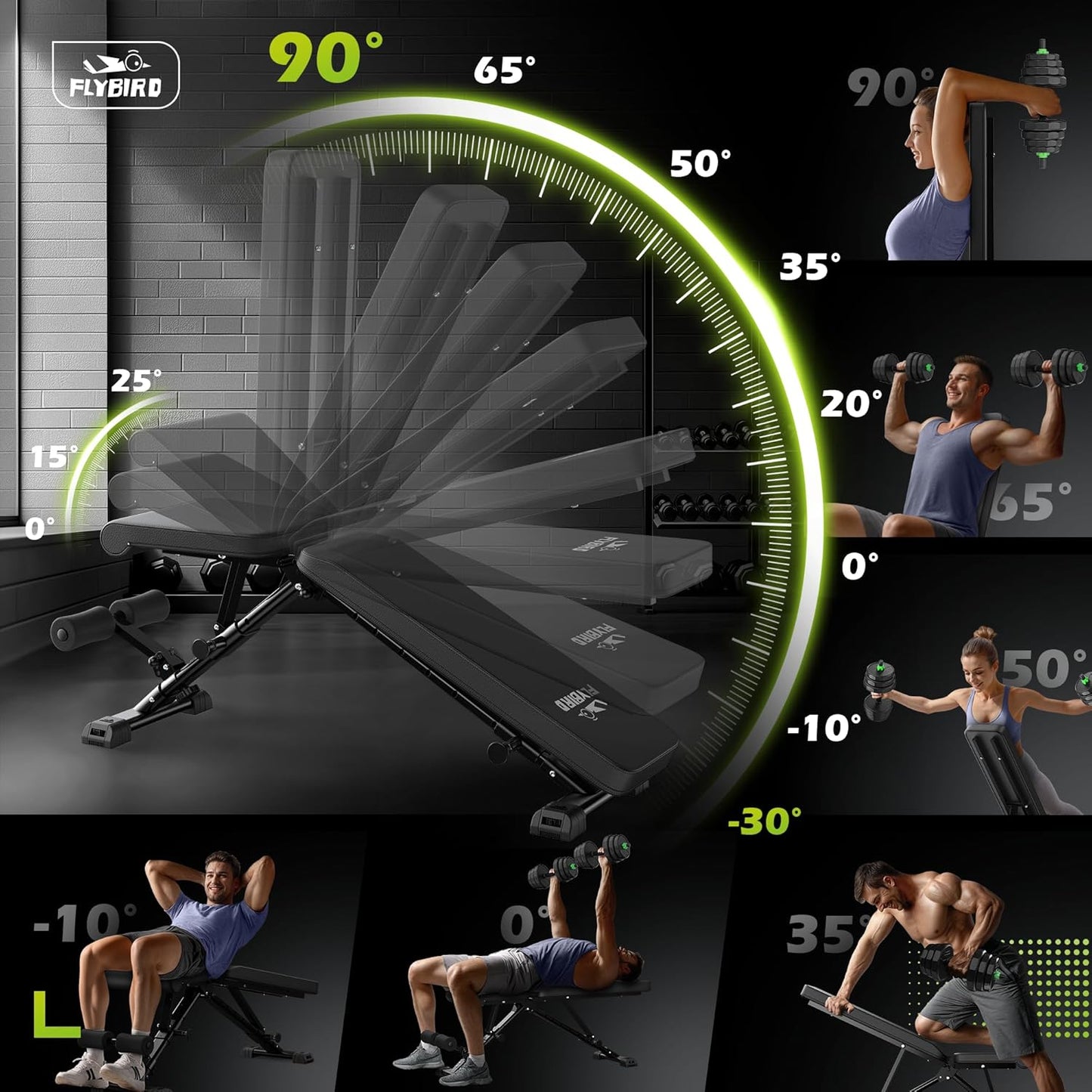 Upgraded Adjustable Weight Bench – Fast Folding Strength Training Bench for Full Body Home Workouts