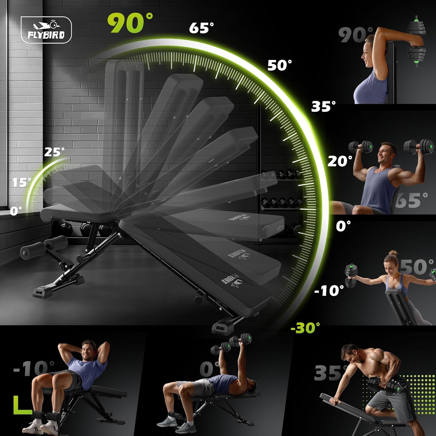 Upgraded Adjustable Weight Bench – Fast Folding Strength Training Bench for Full Body Home Workouts