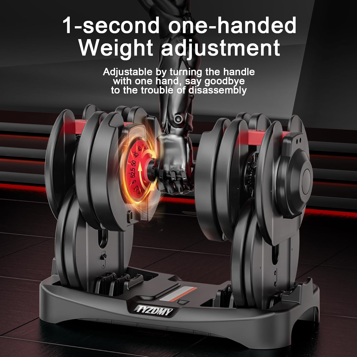 Adjustable Dumbbell Set of 2 – 105 lbs Total (52.5 lbs Each), 15-in-1 Free Weights for Men & Women, Home Gym Strength Training Equipment