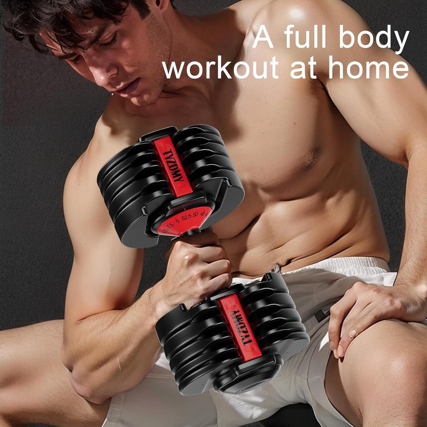 Adjustable Dumbbell Set of 2 – 105 lbs Total (52.5 lbs Each), 15-in-1 Free Weights for Men & Women, Home Gym Strength Training Equipment