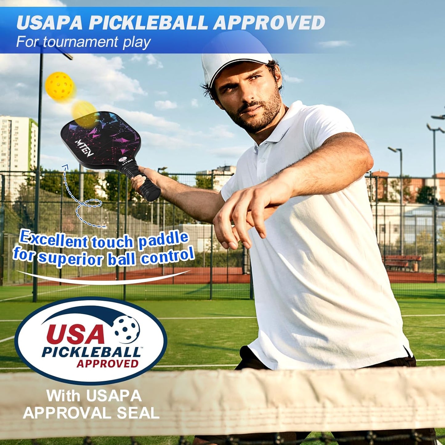 Pickleball Paddles, USAPA Approved Fiberglass Surface Pickleball Set with Pickleball Rackets, Pickleball Paddles Set ​For Men Women