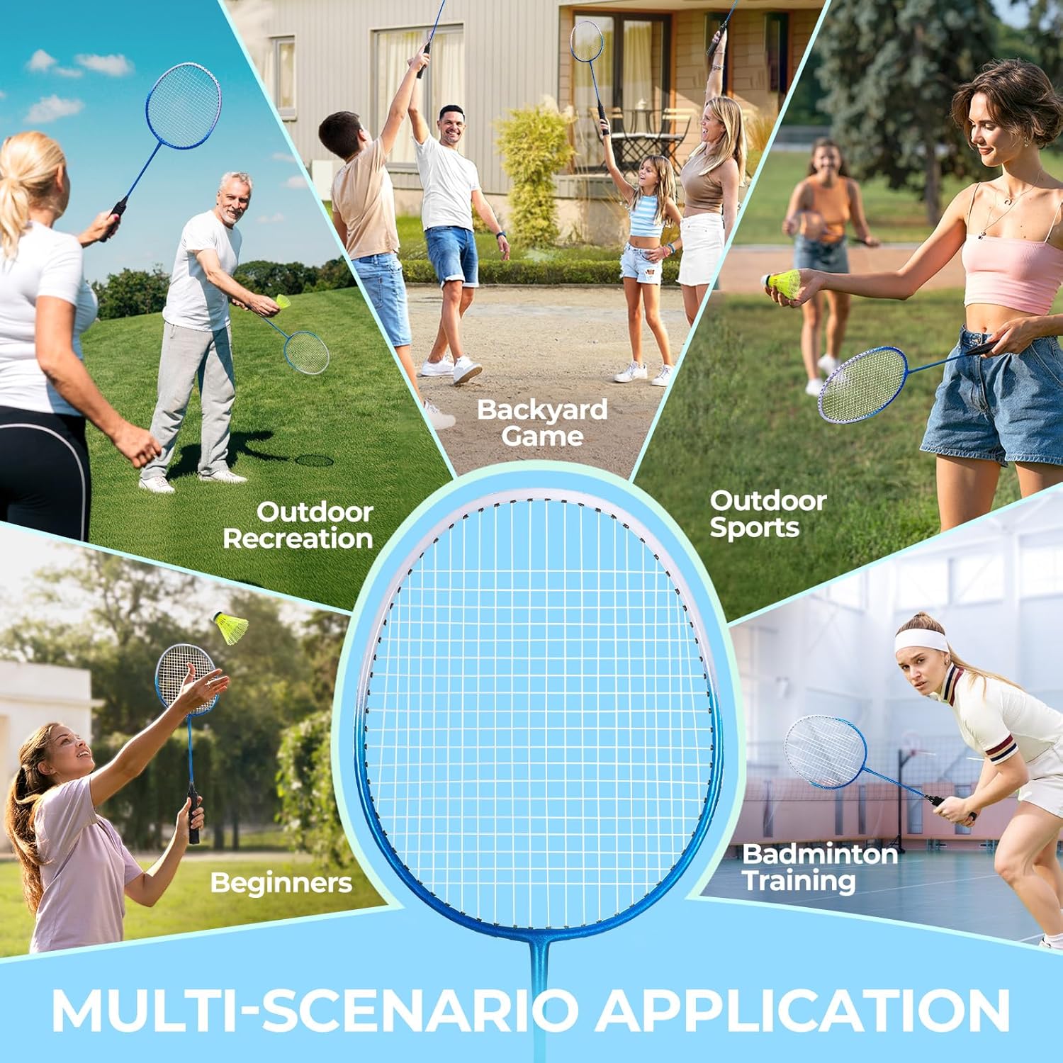 Badminton Racket Set – 2 or 4 Lightweight Rackets with Birdies & Carrying Bag, Perfect for Backyard Games, Adults, Kids & Beginners