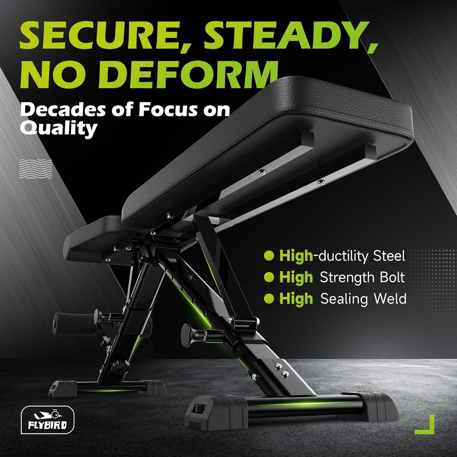 Upgraded Adjustable Weight Bench – Fast Folding Strength Training Bench for Full Body Home Workouts