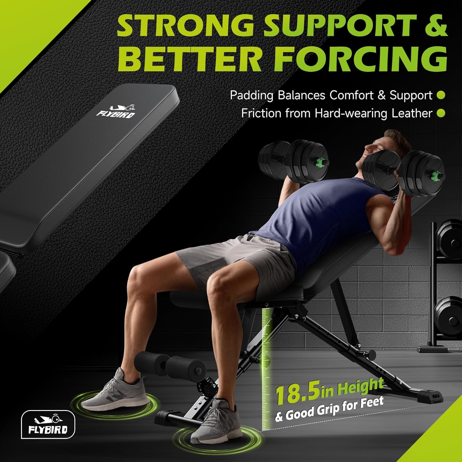 Upgraded Adjustable Weight Bench – Fast Folding Strength Training Bench for Full Body Home Workouts