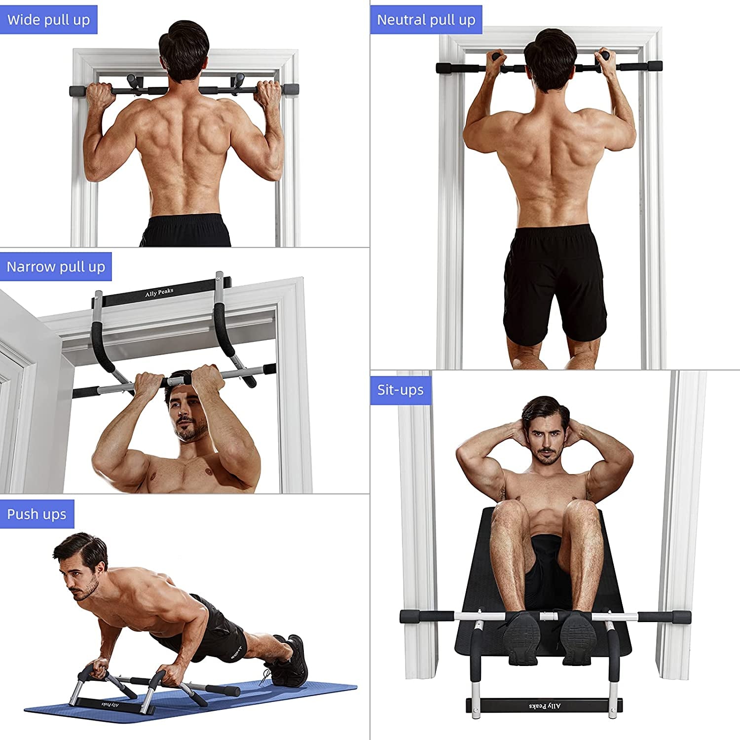 Portable Pull-Up Bar for Doorway – Thick Steel, 440 lbs Limit, Full Upper Body Home Gym Trainer