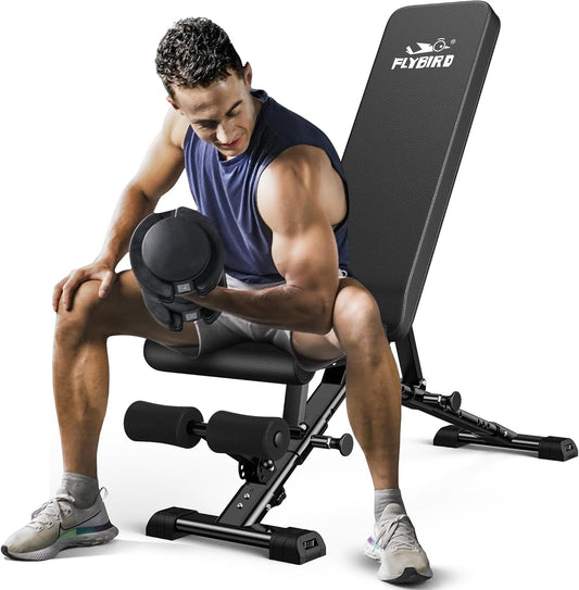 Upgraded Adjustable Weight Bench – Fast Folding Strength Training Bench for Full Body Home Workouts