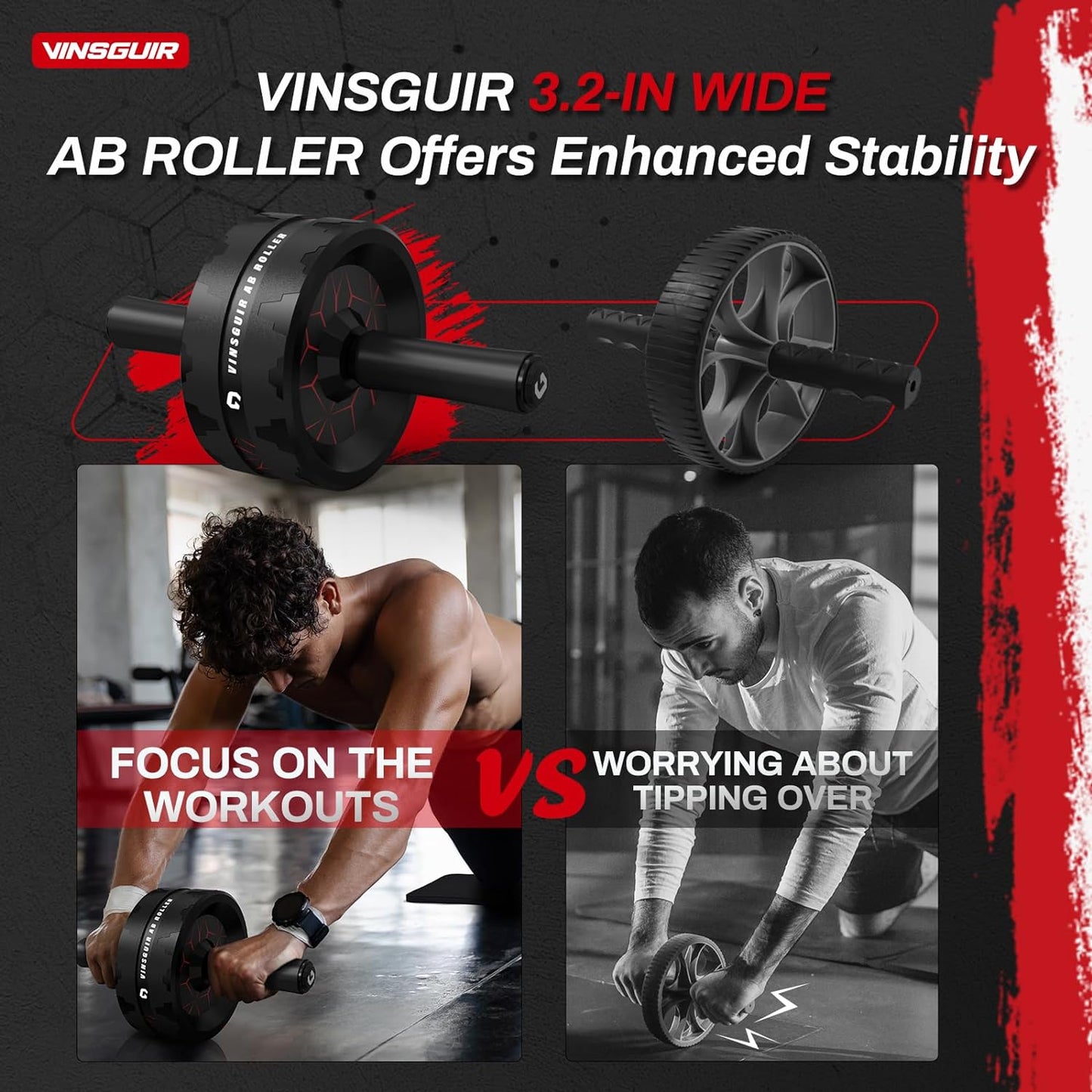 Ab Roller Wheel for Core and Abs – Home Gym Equipment with Knee Pad for Full-Body Strength Training.